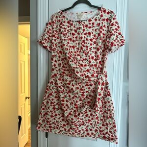 COPY - Sezane Red and White Capped Sleeve Mini Dress